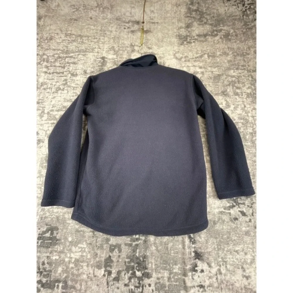 LL Bean Kids Cozy Fleece Blue‎ teal buttons yellow zipper Shacket Jacket M 10-12